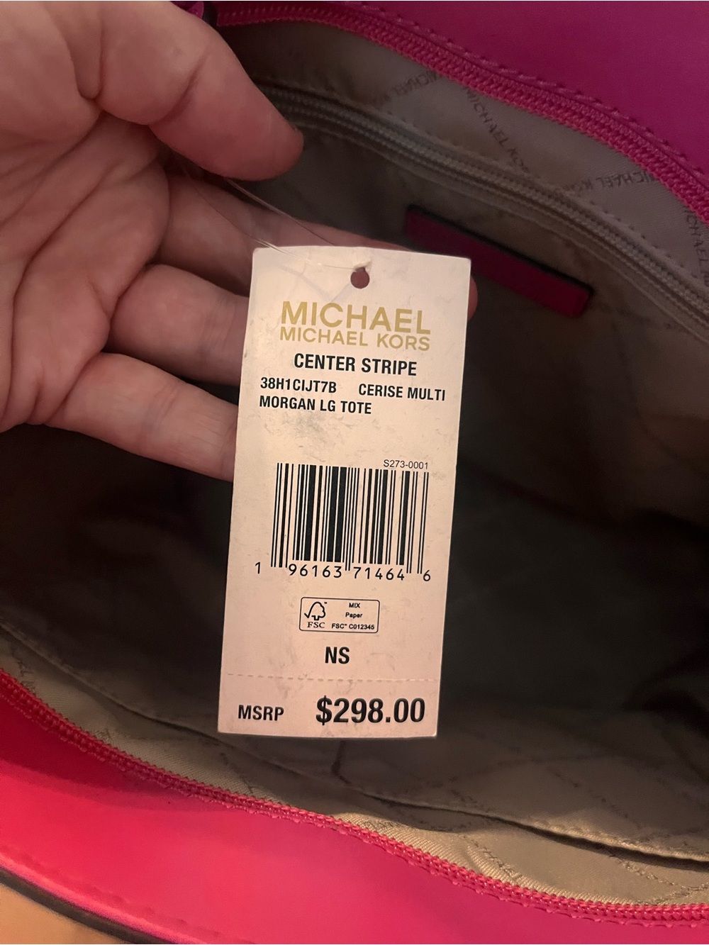 Michael Kors Pink, Orange & Hot Pink Stripe Tote - Picture 11 of 13